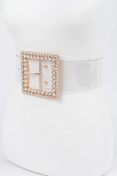 Multi Rhinestone Buckle Clear Belt – Main Event Boutique
