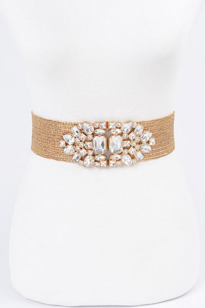 Gold or Silver Metallic Straw Statement Belt The Half Circle Buckle Metallic Straw Belt – Sara Campbell main image 2