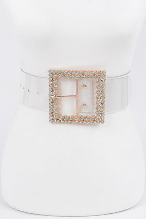 Multi Rhinestone Buckle Clear Belt – Main Event Boutique