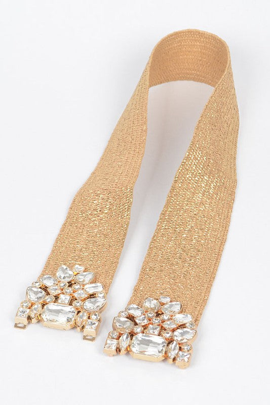 Gold or Silver Metallic Straw Statement Belt The Half Circle Buckle Metallic Straw Belt – Sara Campbell main image 4