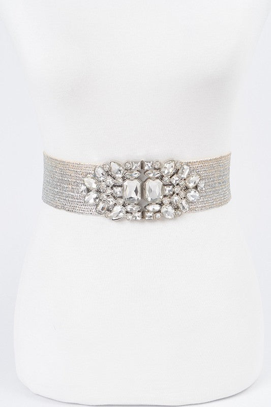 Multi Stone Metallic Straw Stretch Belt – Main Event Boutique